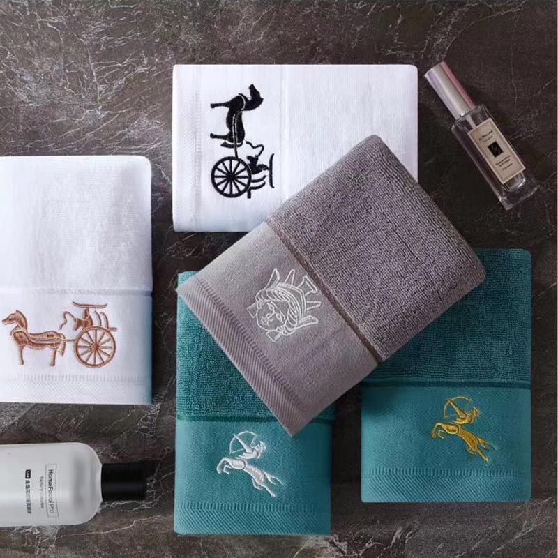 Wholesale hotel cotton towels with dobby pattern and Emboidery Logo