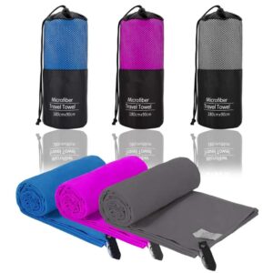 Suede microfiber beach towel with loop and mesh bag 180x90cm